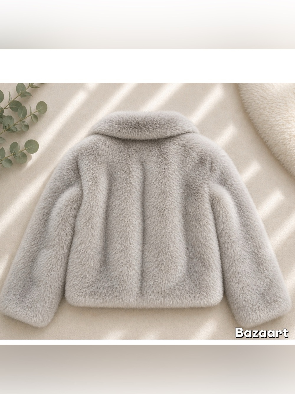 Sz S Gradient Gray/white Luxe Luxury Big Fur Coat Gran Oriente - Picture 4 of 5